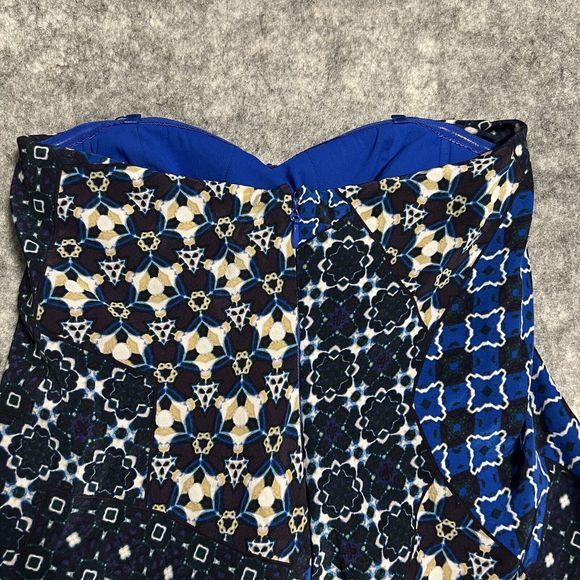 BCBG MaxAzria Corset Top Womens 2 Blue BOHO Asymmetric Ribs Fringe Bustier Tiers - Picture 15 of 17